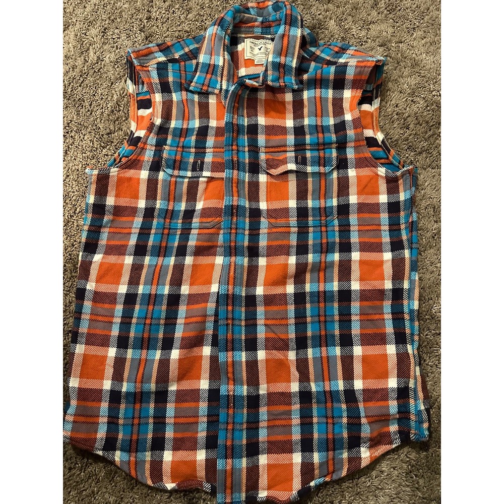 American eagle mens sleeveless‎ cut off  flannel large